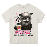 Cream coffee because murder is wrong grumpy cat Heavy Core Tee - JahusDesignShop