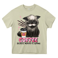 Mossy coffee because murder is wrong grumpy cat Heavy Core Tee - JahusDesignShop