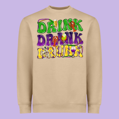 Drink Drank Drunk Mardi Gras Heavyweight Sweatshirt Designed By Howdyjamesfarm
