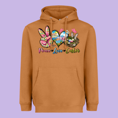 Peace Love Easter Heavyweight Hoodie Designed By Lillyallendesigns