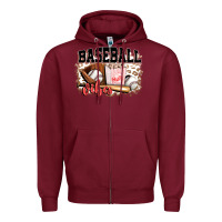 Burgundy baseball vibes Zipper Hoodie - FaDigitalArtStudio