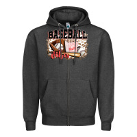 Charcoal Heather baseball vibes Zipper Hoodie - FaDigitalArtStudio