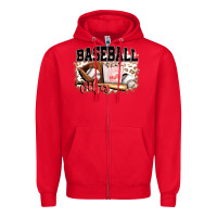 Red baseball vibes Zipper Hoodie - FaDigitalArtStudio