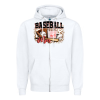 White baseball vibes Zipper Hoodie - FaDigitalArtStudio