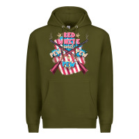 Army Green Red white and pew pew pew Premium Hoodie - FaDigitalArtStudio