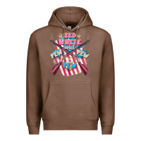 Chestnut Red white and pew pew pew Premium Hoodie - FaDigitalArtStudio