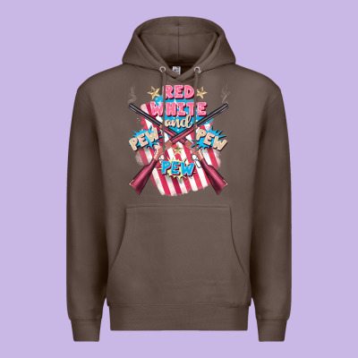Red White And Pew Pew Pew Premium Hoodie Designed By Fadigitalartstudio