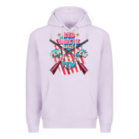 Lilac Red white and pew pew pew Premium Hoodie - FaDigitalArtStudio