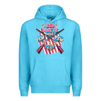 Ocean Blue Red white and pew pew pew Premium Hoodie - FaDigitalArtStudio