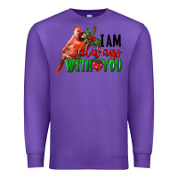 Purple I Am Always With Your Cardinal Bird Premium Sweatshirt - LillyAllenDesigns