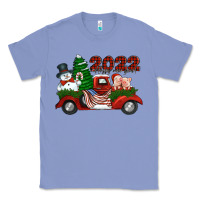 Colony Blue happy new year 2022 christmas truck with american flag Classic Tee - Jasminsmagicworld