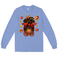 Colony Blue christmas afro messy bun Long Sleeve Tee - texasbilliewilder