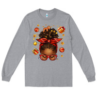 Heather Grey christmas afro messy bun Long Sleeve Tee - texasbilliewilder