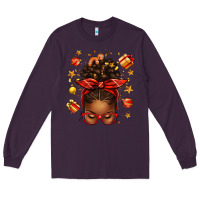 Plum christmas afro messy bun Long Sleeve Tee - texasbilliewilder