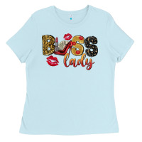 Baby Blue boss lady with money Ladies Tee - NancyCooperArtShop