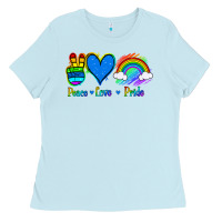 Baby Blue Peace Love Pride Ladies Tee - Jasminsmagicworld