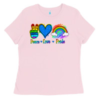 Bubblegum Pink Peace Love Pride Ladies Tee - Jasminsmagicworld