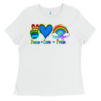 White Peace Love Pride Ladies Tee - Jasminsmagicworld