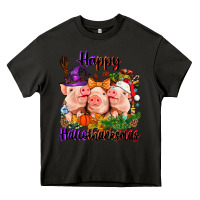Asphalt Happy Hallothanksmas Pigs Heavy Core Tee - NancyCooperArtShop