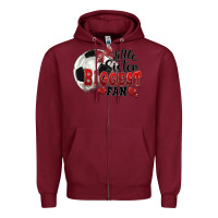 Burgundy little sister biggest fan soccer Zipper Hoodie - FaDigitalArtStudio