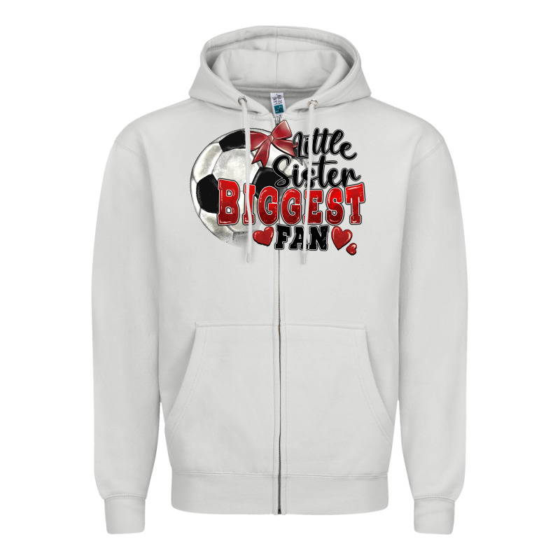 Little Sister Biggest Fan Soccer Zipper Hoodie by FaDigitalArtStudio | Teevron