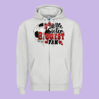 Little Sister Biggest Fan Soccer Zipper Hoodie Designed By Fadigitalartstudio