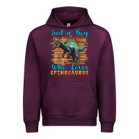 Mauve Wine just a boy who loves baby spinosaurus Urban Hoodie - Artiststas