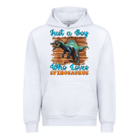 White just a boy who loves baby spinosaurus Urban Hoodie - Artiststas