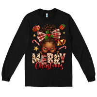 Black merry christmas afro messy bun Long Sleeve Tee - texasbilliewilder