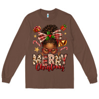 Chestnut merry christmas afro messy bun Long Sleeve Tee - texasbilliewilder