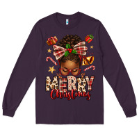 Plum merry christmas afro messy bun Long Sleeve Tee - texasbilliewilder