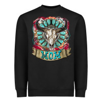 Black Mom Bull Skull Mother's Day Heavyweight Sweatshirt - CowGirlArtShop