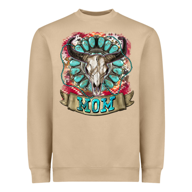 Mom Bull Skull Mother's Day Heavyweight Sweatshirt by CowGirlArtShop | Teevron