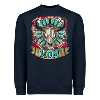 Navy Mom Bull Skull Mother's Day Heavyweight Sweatshirt - CowGirlArtShop