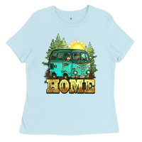 Baby Blue camping caravan home Ladies Tee - NancyCooperArtShop