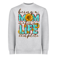 Heather Grey Being a Mom makes my life complete Mother's Day Heavyweight Sweatshirt - CowGirlArtShop