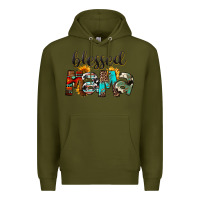 Army Green Western Blessed Mama Mother's Day Premium Hoodie - FaDigitalArtStudio