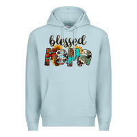 Blue Mist Western Blessed Mama Mother's Day Premium Hoodie - FaDigitalArtStudio