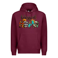 Burgundy Western Blessed Mama Mother's Day Premium Hoodie - FaDigitalArtStudio