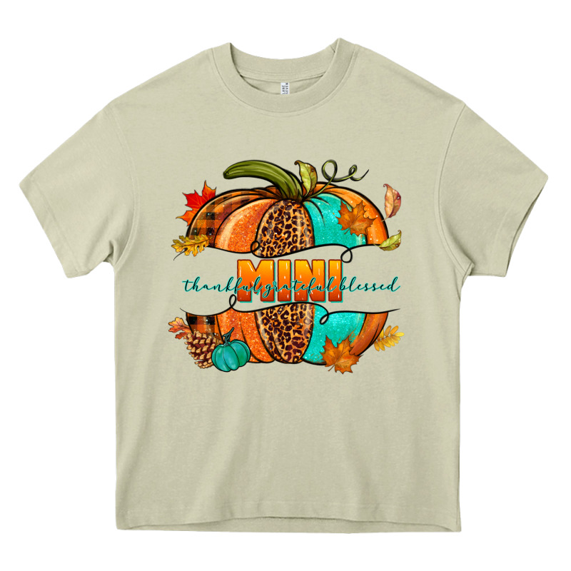 Thankful Grateful Blessed Mini Pumpkin Heavy Core Tee by NancyCooperArtShop | Teevron