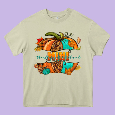 Thankful Grateful Blessed Mini Pumpkin Heavy Core Tee Designed By Nancycooperartshop