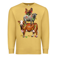 Antique Gold Christmas cow sheep and chicken Premium Sweatshirt - LillyAllenDesigns