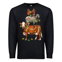 Black Christmas cow sheep and chicken Premium Sweatshirt - LillyAllenDesigns
