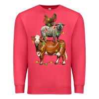Cardinal Christmas cow sheep and chicken Premium Sweatshirt - LillyAllenDesigns