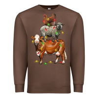Chestnut Christmas cow sheep and chicken Premium Sweatshirt - LillyAllenDesigns