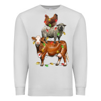 Dove Grey Christmas cow sheep and chicken Premium Sweatshirt - LillyAllenDesigns