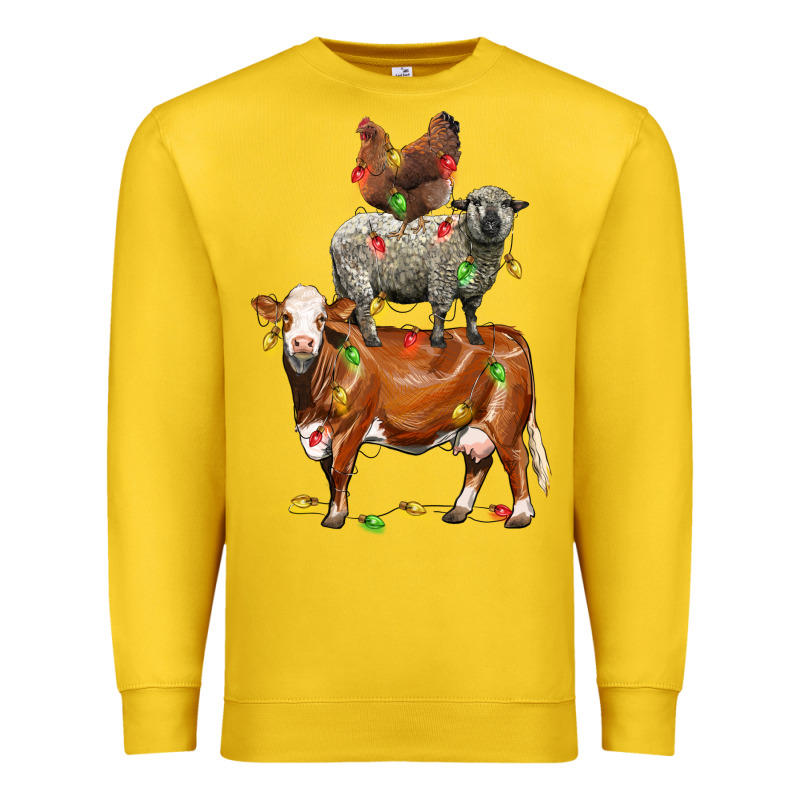 Christmas Cow Sheep And Chicken Premium Sweatshirt by LillyAllenDesigns | Teevron
