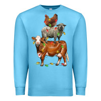 Ocean Blue Christmas cow sheep and chicken Premium Sweatshirt - LillyAllenDesigns