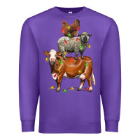 Purple Christmas cow sheep and chicken Premium Sweatshirt - LillyAllenDesigns