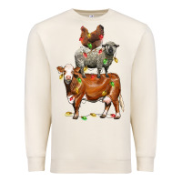 Sandshell Christmas cow sheep and chicken Premium Sweatshirt - LillyAllenDesigns